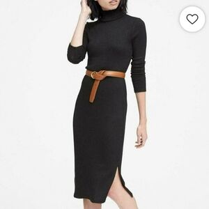 Banana Republic Black Ribbed Long Sleeve Maxi Dress